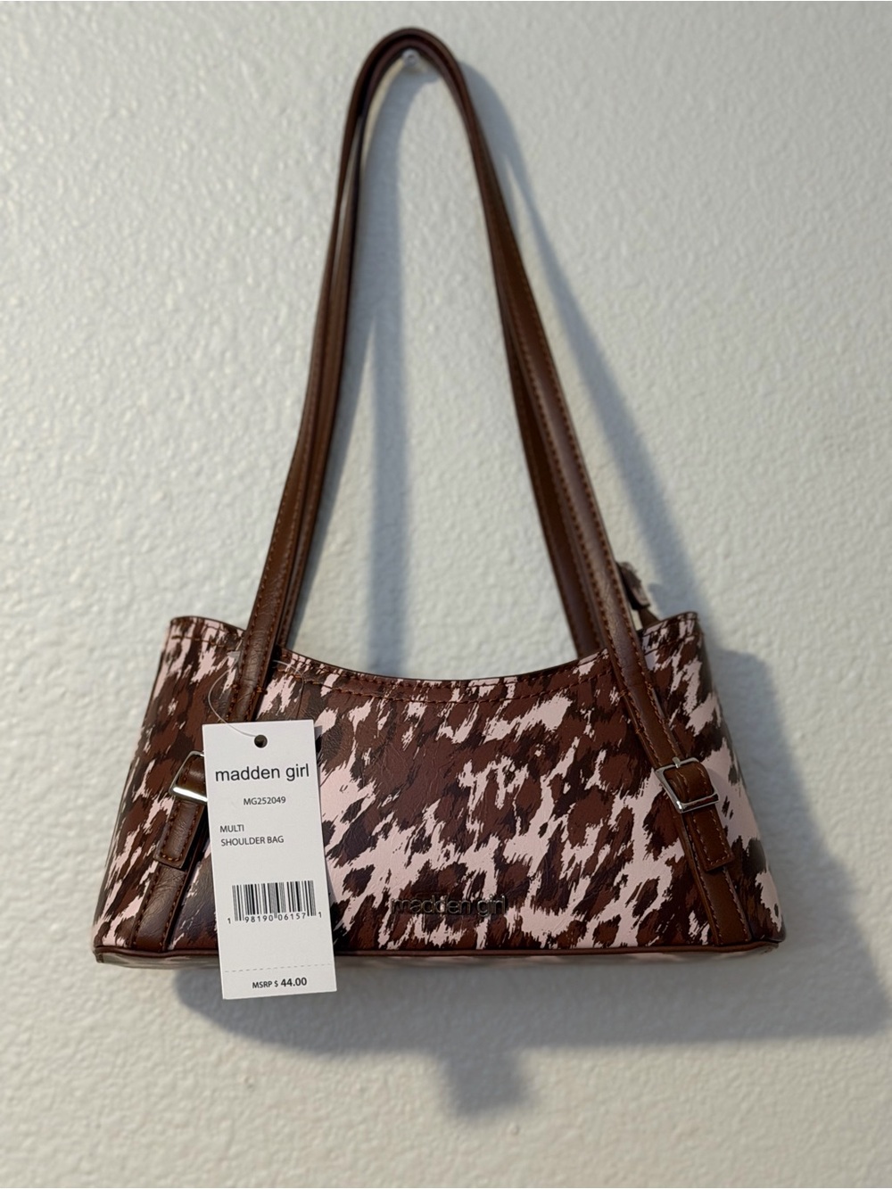 Madden Girl Brown and Cream Printed Shoulder Bag